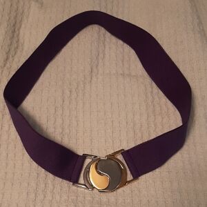 Retro Purple Belt with Silver and Gold Buckle